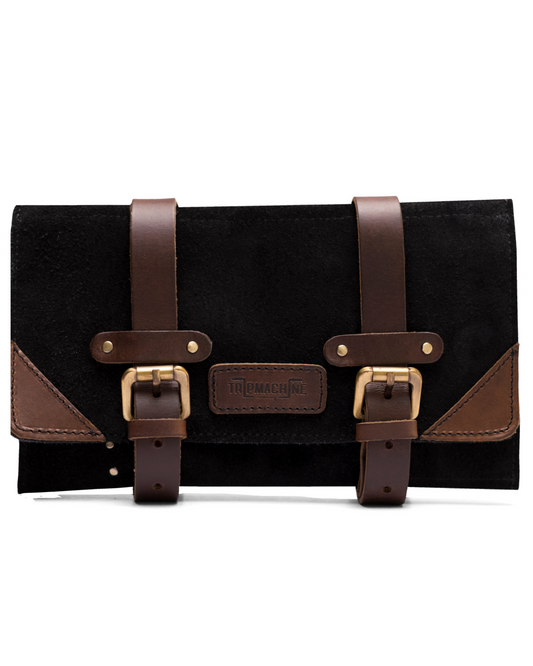 Buff Leather Tool Roll Black/Brown