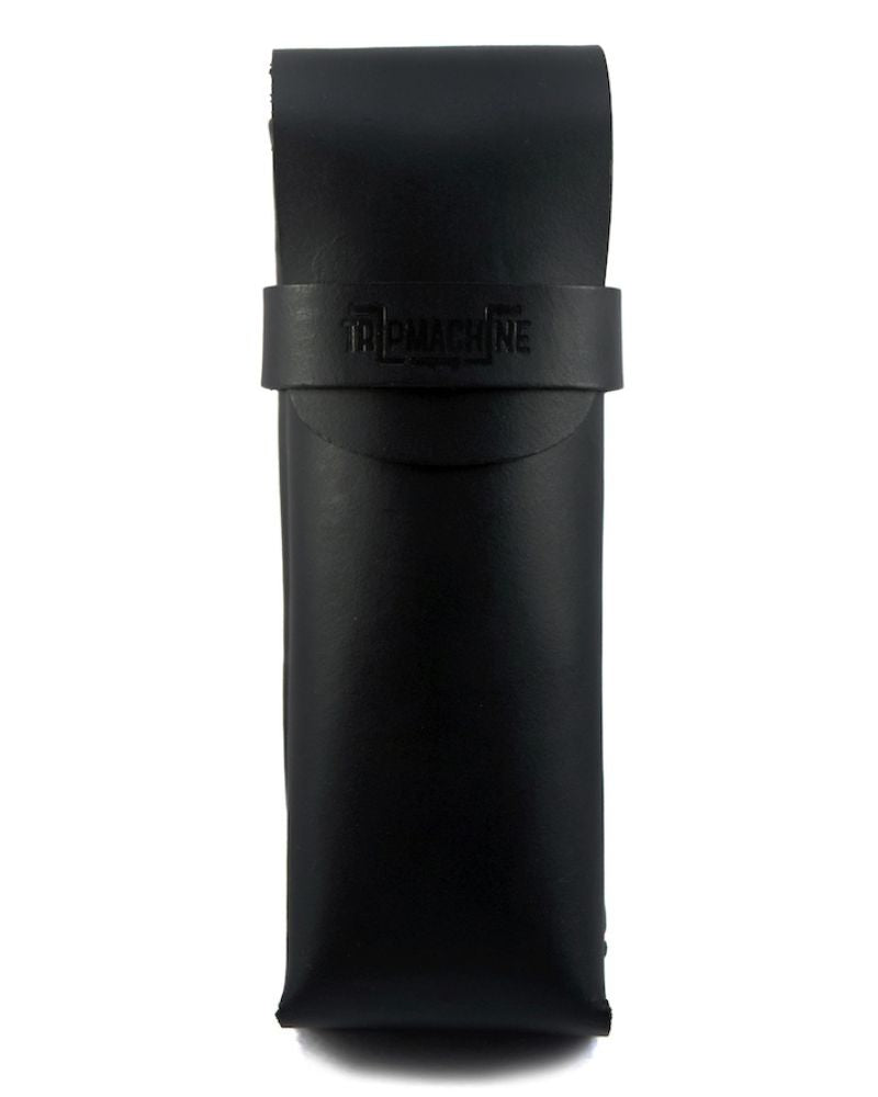 Buff Leather Sunglasses Case - Black