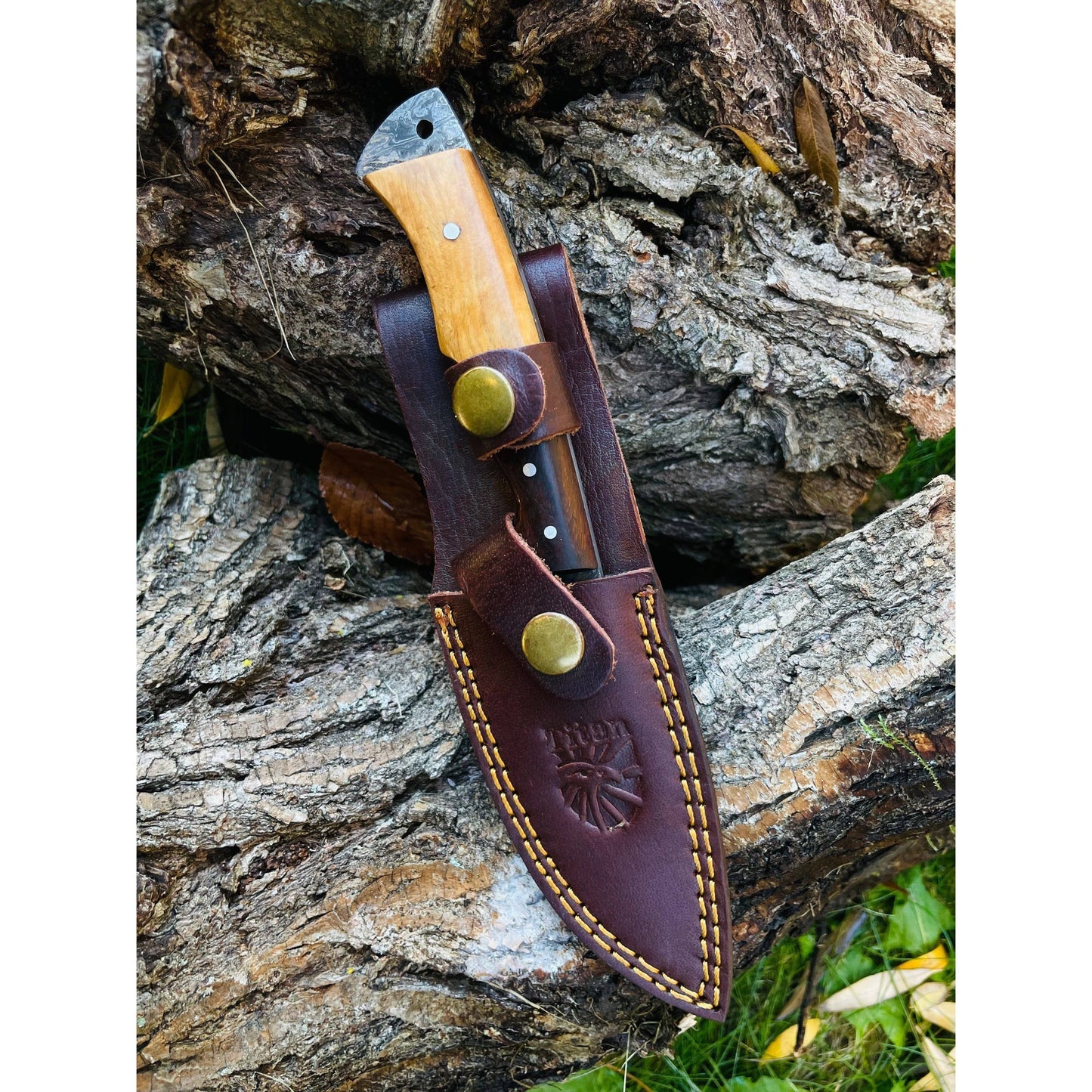 Damascus Steel Guthook Skinning Knife