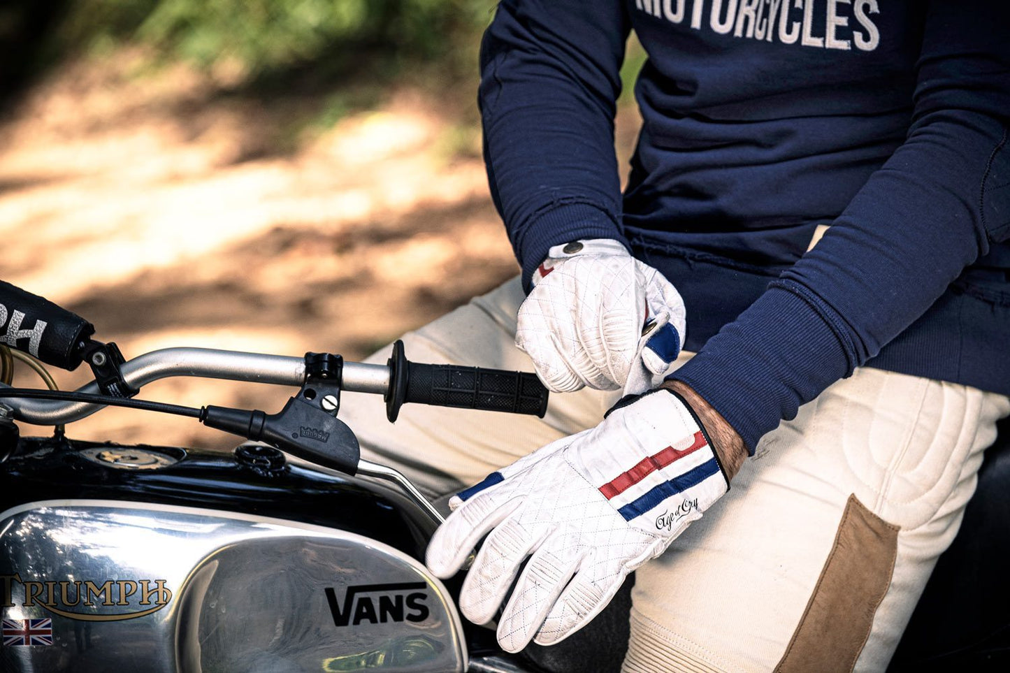 Miles Leather CE Gloves White Blue Red