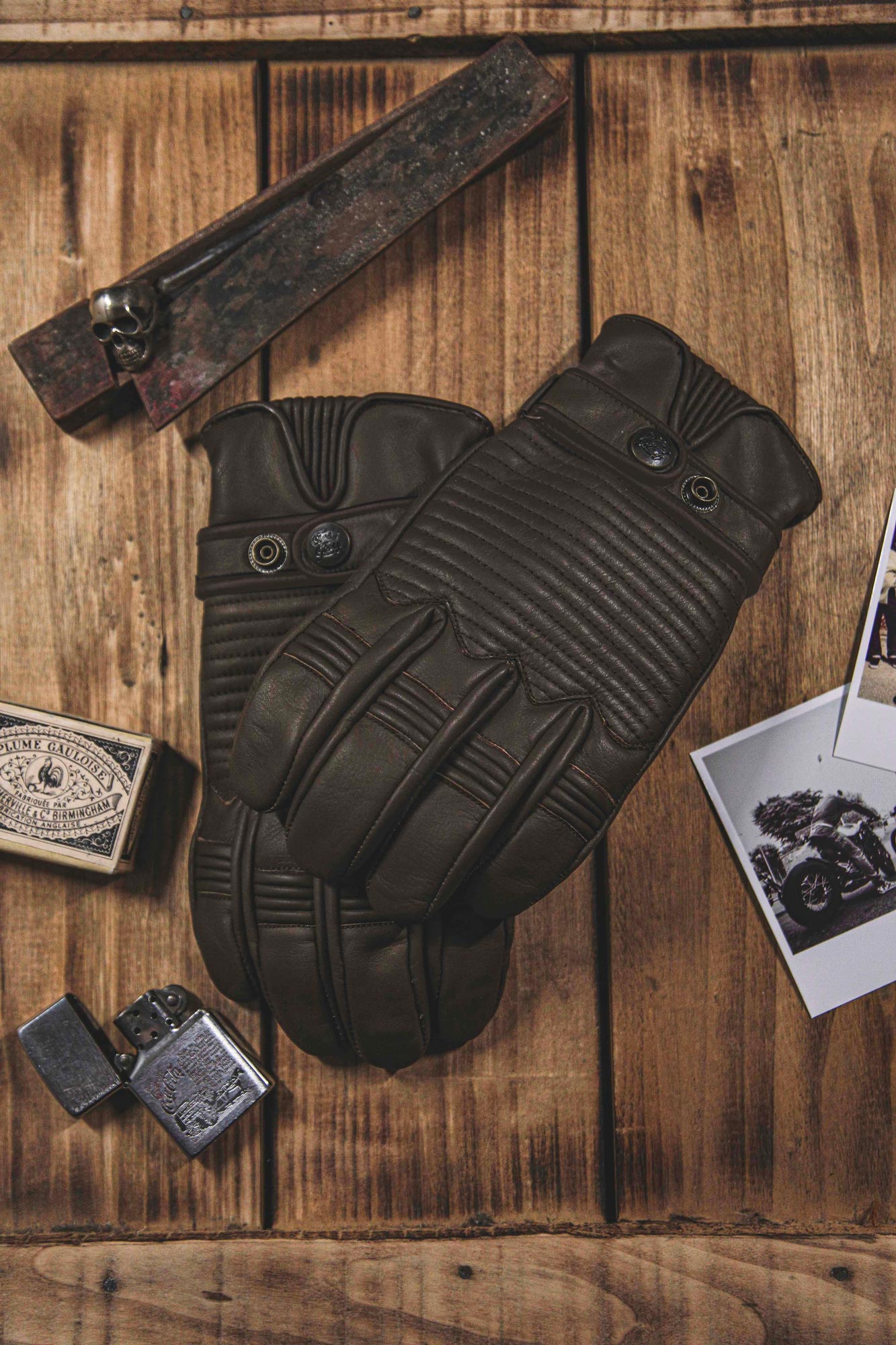 Garage Leather CE Gloves Brown