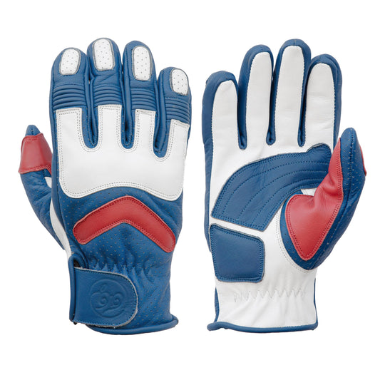 Hero Leather CE Gloves Royal Blue White Red