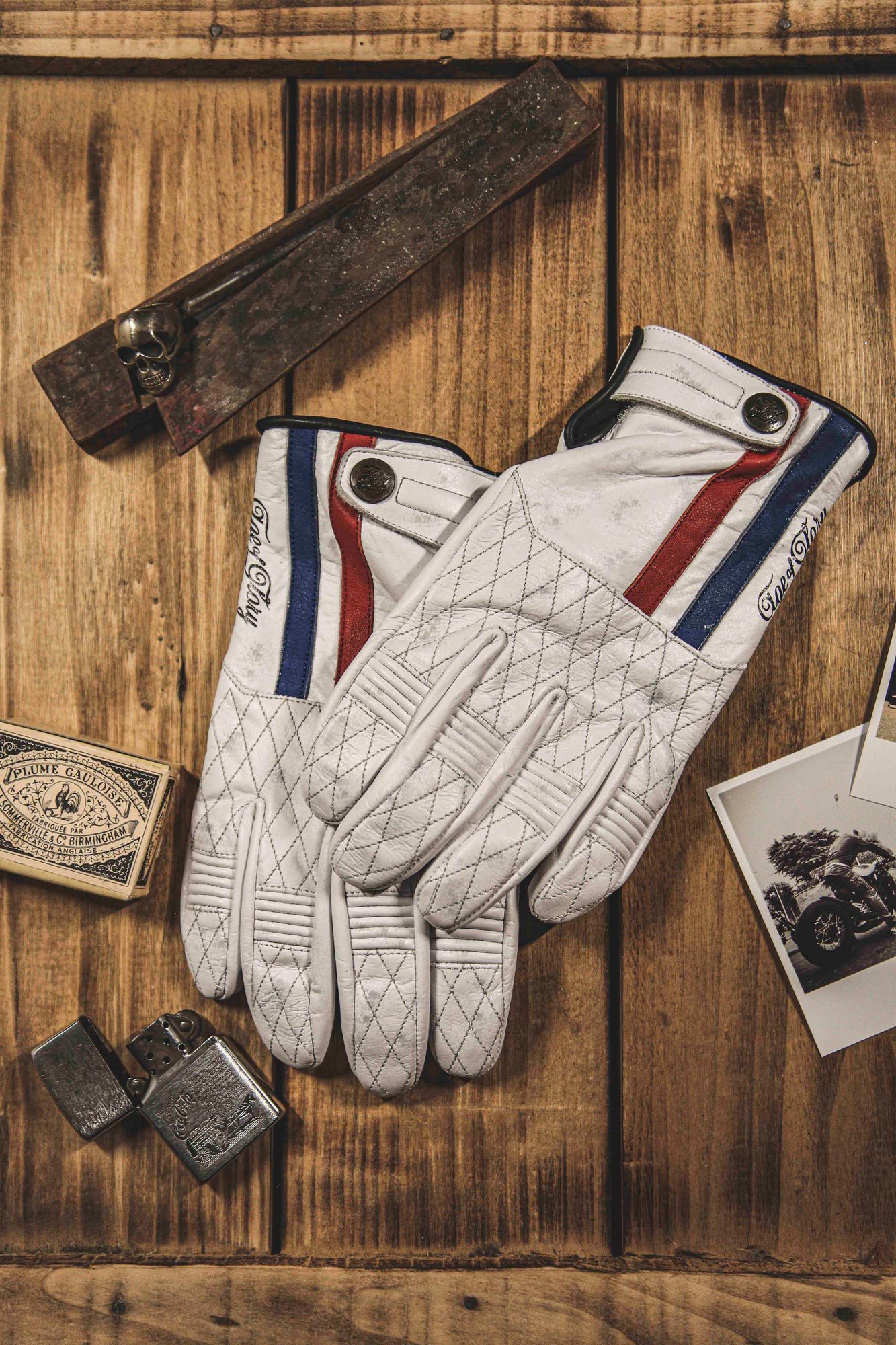 Miles Leather CE Gloves White Blue Red
