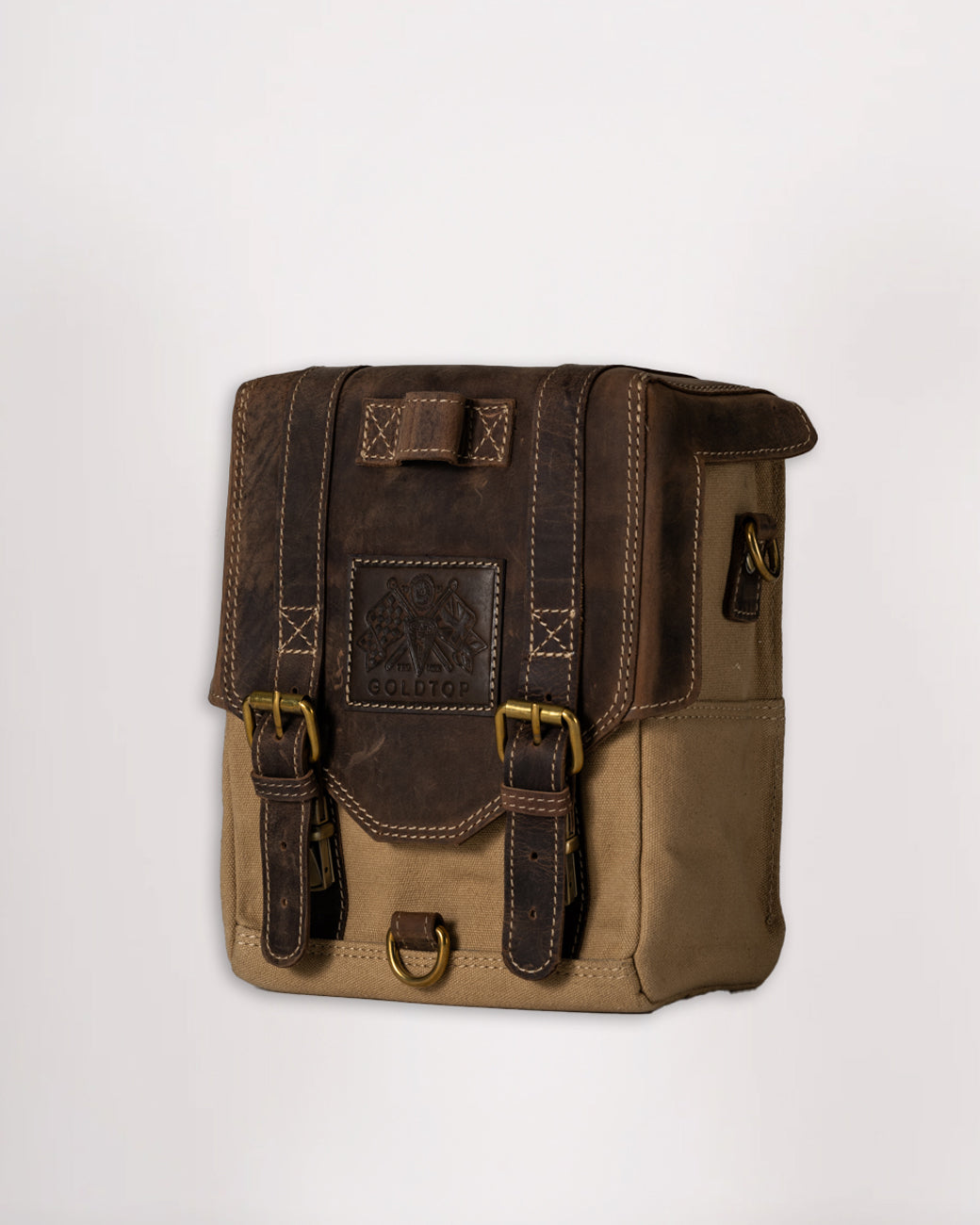 Canvas & Leather Tank Bag - Large - Sahara & Tobacco
