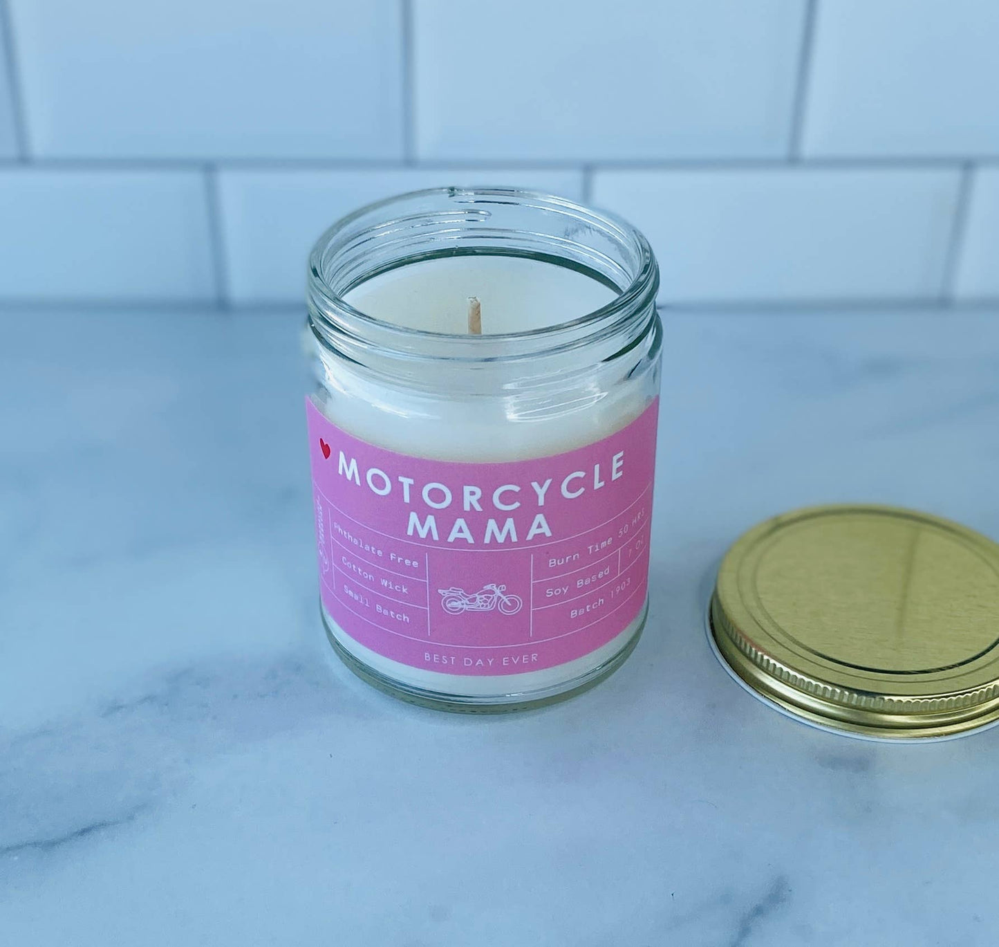 Motorcycle Mama Candle: White / Amber / Amber & Driftwood