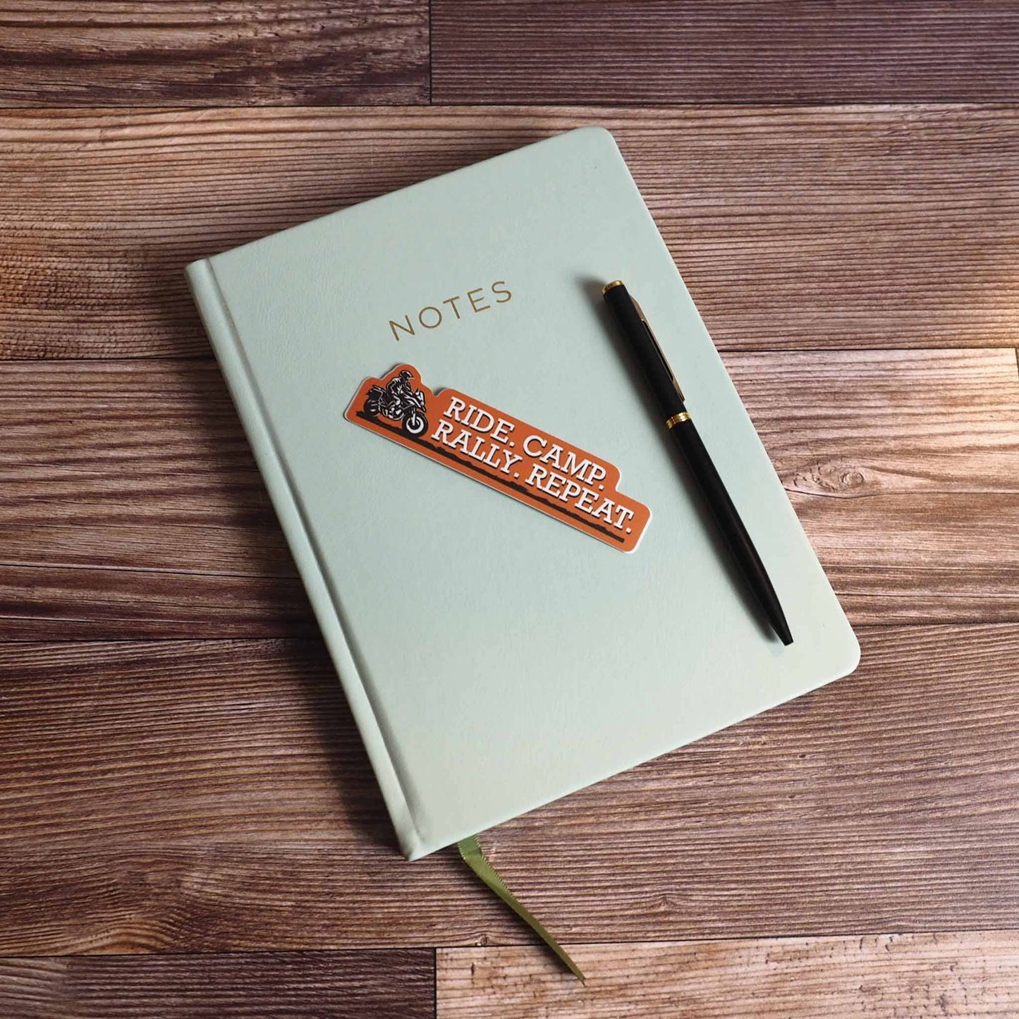 Ride. Camp. Rally. Repeat. Motorcycle Sticker