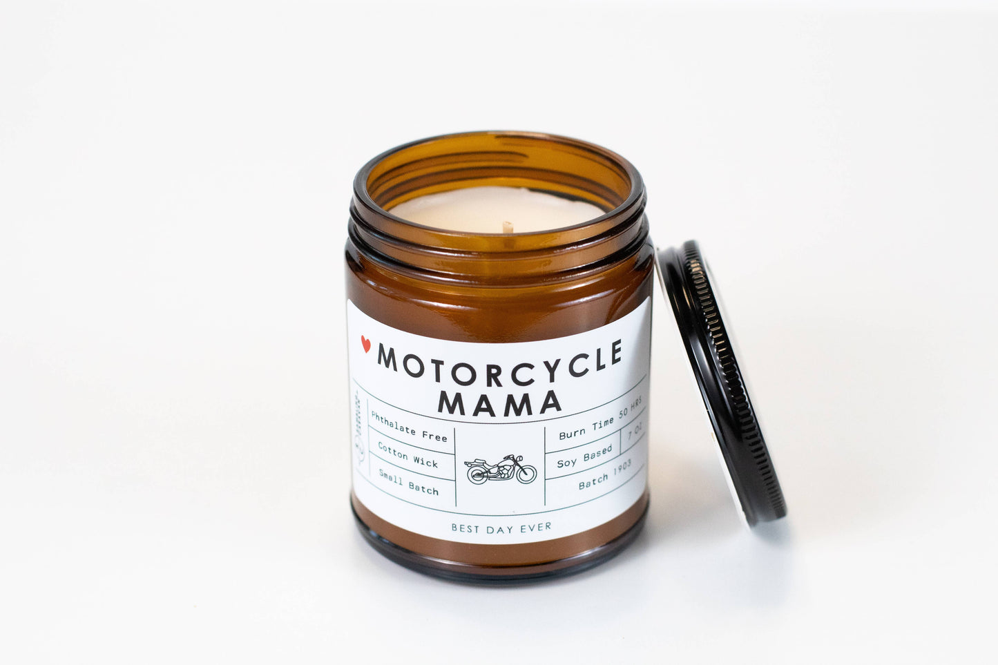 Motorcycle Mama Candle: White / Amber / Amber & Driftwood