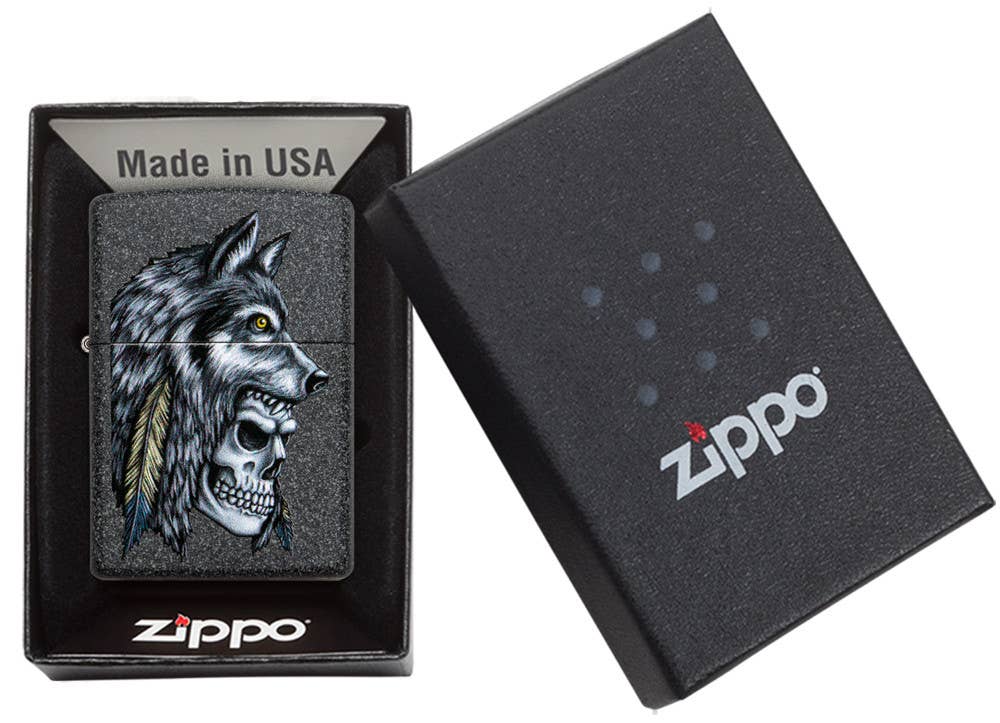 Zippo Wolf Skull Feather Design Windproof Lighter