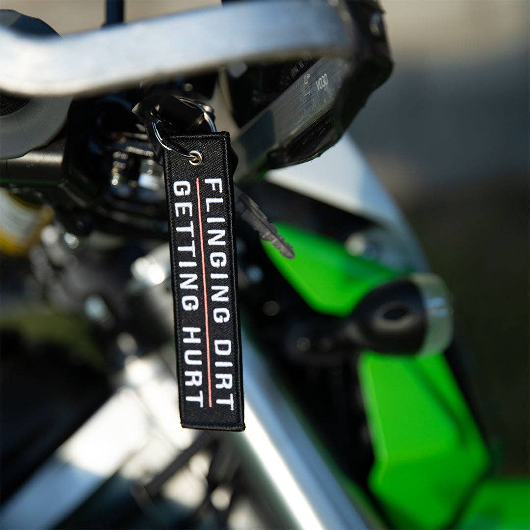 Flinging Dirt Getting Hurt - Dirt Bike Keychain