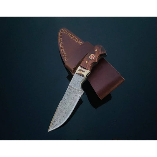 Walnut and Stag horn EDC fixed blade knife
