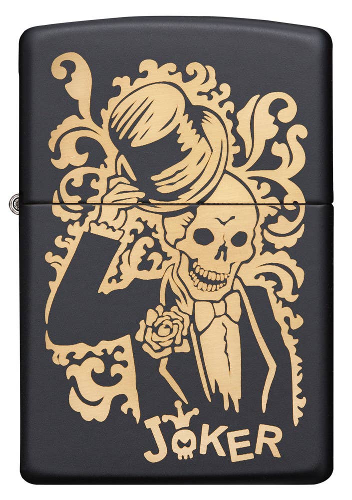 Zippo Bronze Joker Engraved Black Matte Lighter