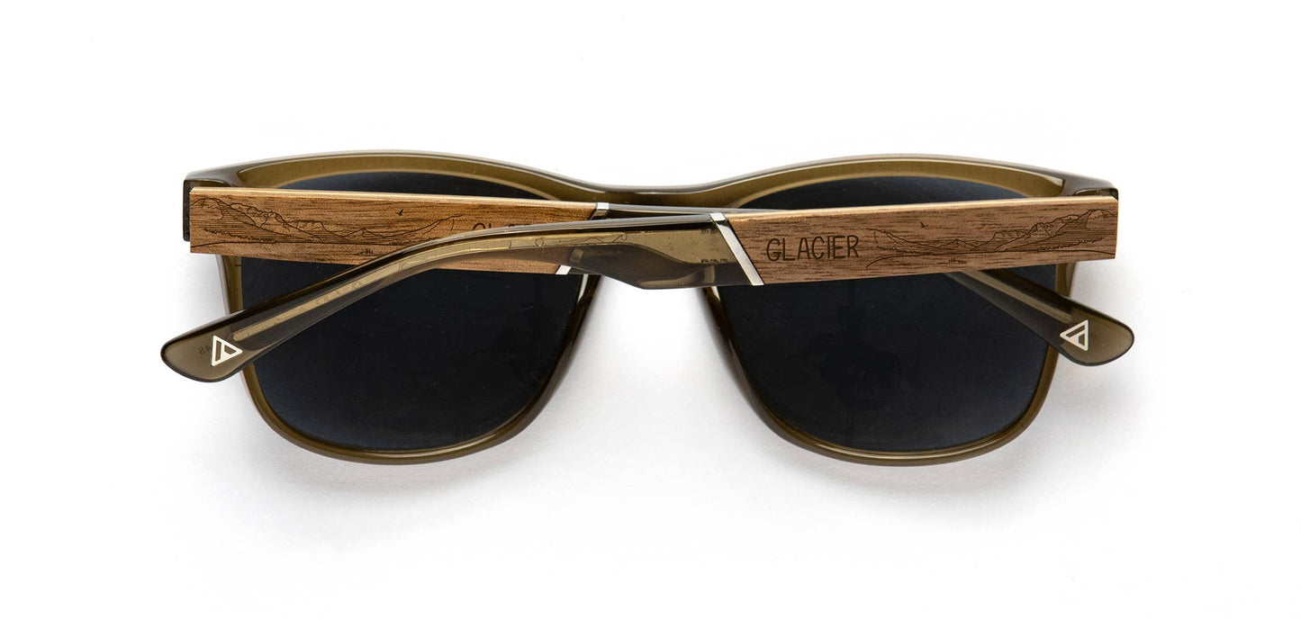 CAMP Trail Sunglasses - Glacier Engraved Edition: Moss / Walnut Engraved / Basic Polarized Grey