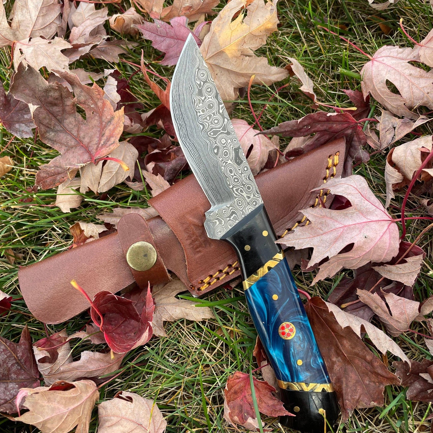 Blue Phantom Damascus Hunting Knife