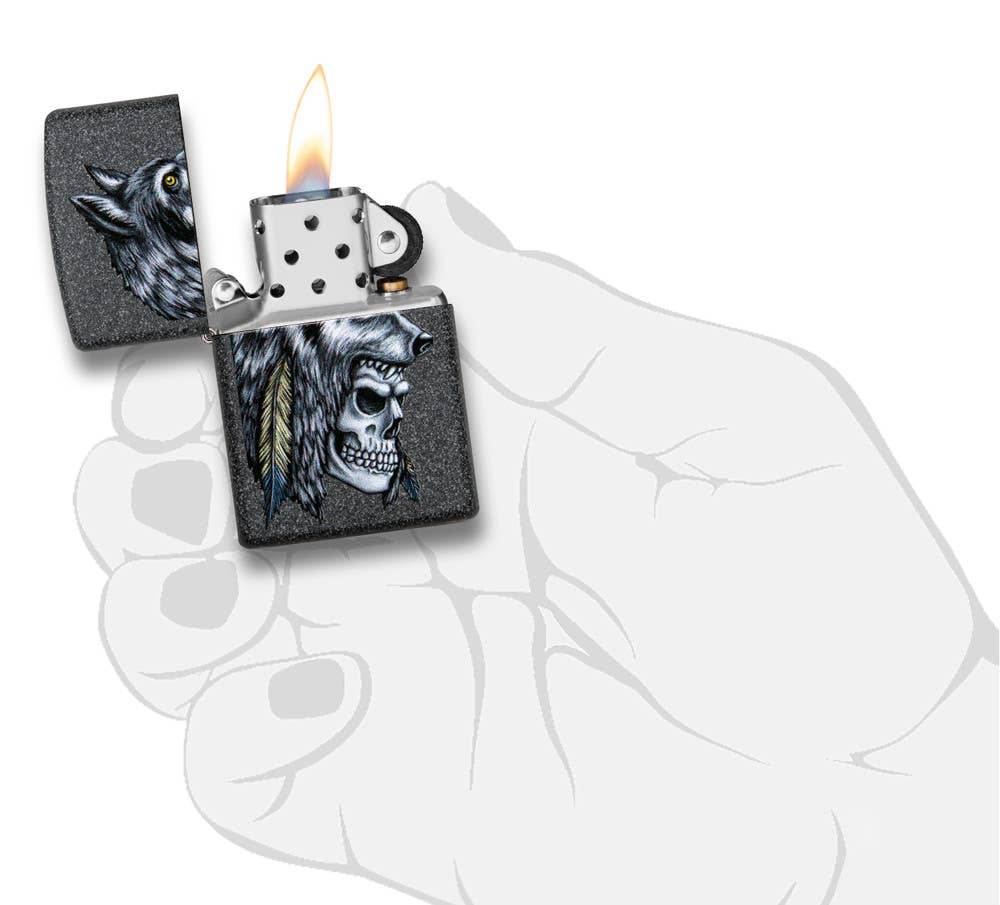 Zippo Wolf Skull Feather Design Windproof Lighter