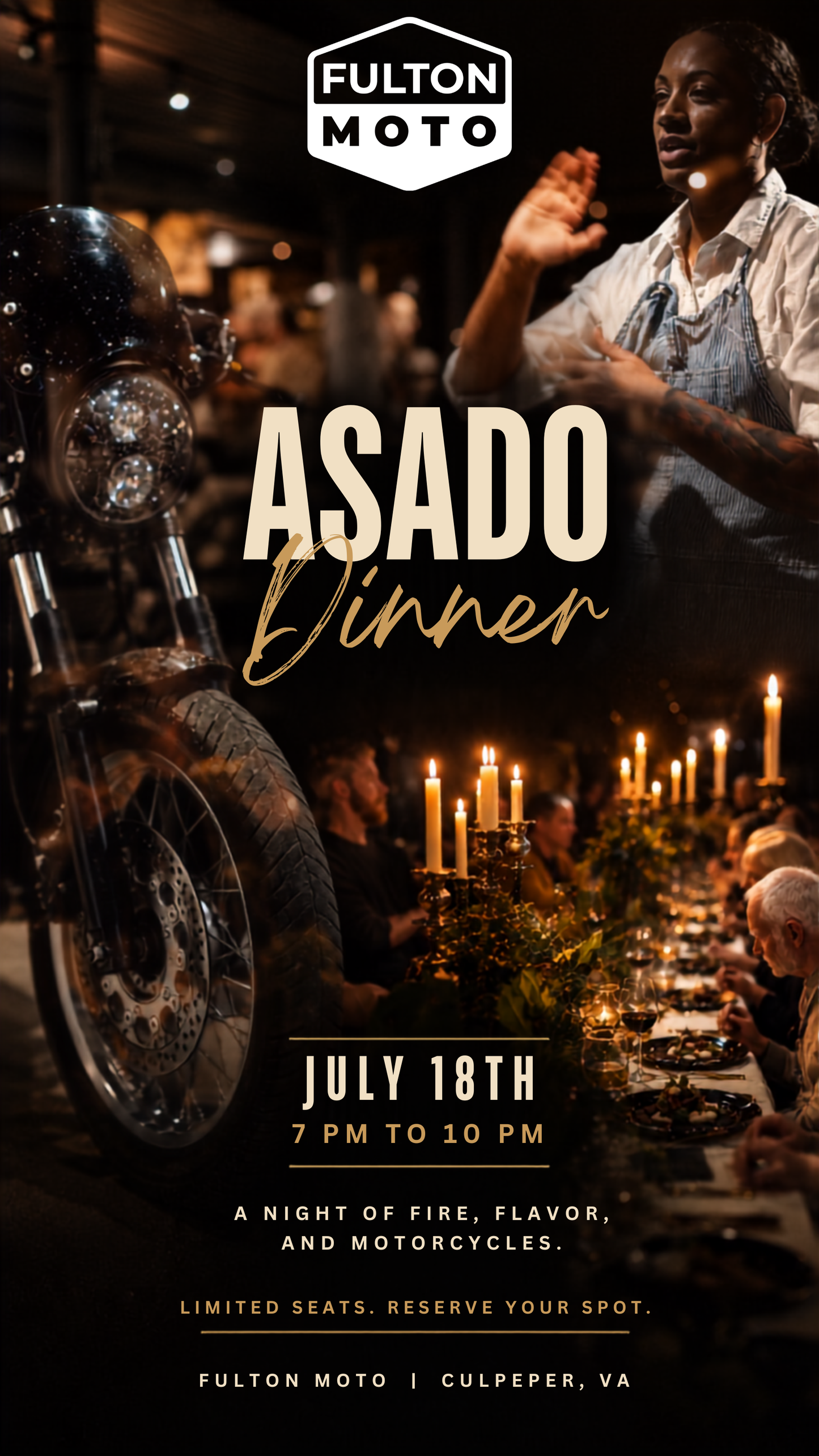 Private Chef Asado Dinner at Fulton Moto