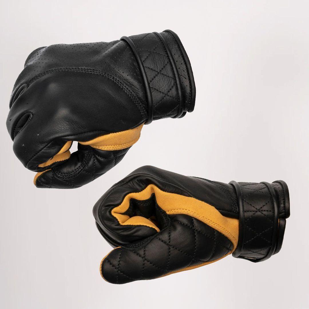 Short Cuff Bobber Gloves | Black & Deerskin Palm